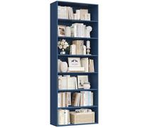 FirFurd Bibliothèque Étagère de Rangement 7 Niveaux Meuble Rangement Bleu | 209,5x60x23,5 cm, Bibliotheque Meuble de Rangement ouverte, Bibliotheque haute colonne pour salon bureau chambre,Moderne