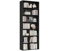 FirFurd Bibliothèque Étagère de Rangement 7 Niveaux Meuble Rangement Noir | 209,5x60x23,5 cm, Bibliotheque Meuble de Rangement ouverte, Bibliotheque haute colonne pour salon bureau chambre,Moderne
