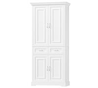 FirFurd Buffet Cuisine, Meuble Cuisine Rangement avec 6 Étagères 2 Tiroir, Vaisselier Meuble de Rangement Haut pour Salle à Manger Salon Salle de Bain 80x40x180,5cm, Blanc