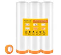 FIRLUNHI Lot de 3 rouleaux de film de masquage prévu pour la peinture de voiture, la peinture, le dépoussiérage de chantier et la finition des murs.