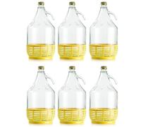 Firmadigaranzia srl Lot de 6 bouteilles en verre de 5 l avec bouchon à vis et panier - Dama verre 5L pour eau vin huile - BOCCIONE Verre pour stockage vin eau huile