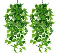 Firschoie 2 Pièces Lierre Artificielle Plantes Guirlande, 100cm Artificielles à Suspendre Fausse Couronne de Lierre, Convient pour Mariage, Jardin, Panier Suspendu, Couloir, décoration Murale