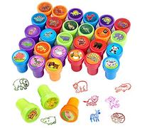 Firschoie 30 Tampons Enfants Multicolores - Coffret Animaux et Dinosaures Autocolorants - Jouets pour Fêtes, Prix Scolaires et Cadeaux d'Anniversaire