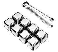 Firschoie Glaçons congelés en acier inoxydable, Lot de 8 pierres à whisky + Clip, Qualité alimentaire Glaçons en acier inoxydable réutilisables, Pour whisky, vin, jus de boisson ou limonade