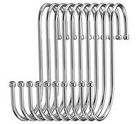 Firschoie Lot de 10 Crochet S Acier Inoxydable, Crochet en S Crochet en métal robuste crochet double pour suspendre tasses, vêtements, pots et des bols, Convient pour cuisine, bain, jardin, l'armoire