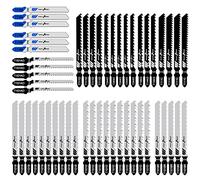 Firschoie Lot de 52 Lames de scie sauteuse, Lame de scie à métaux professionnelle à haute teneur en carbone, 10 modèles, Lame de scie Idéal pour le bois, le plastique et le métal