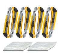Firschoie Lot de 8 Cutters Professionnels, 18mm avec lame de rechange, lame peut être remplacée, Poignée ABS antidérapante escamotable et double verrouillage, convient pour l'artisanat, travaux coupe
