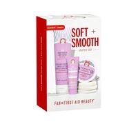 First Aid Beauty - Coffret Découverte Peau Douce : Gommage Corps KP 10 % AHA (114 g), Lotion Corps Lissante 10 % AHA Pêche (189,9 g) et Disques Anti-Poils Incarnés BHA + AHA (28 pcs)