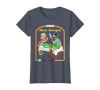 First Alien Autopsy Sarcastic Retro Funny Adult Humor T-Shirt, Femme, Bleu Chiné, M