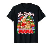 First Christmas as a Mama Gingerbread Santa Mom Daughter T-Shirt Graphique avec Valeur