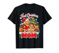 First Christmas as a Mom Gingerbread Santa Mother Daughter T-Shirt Graphique avec Valeur