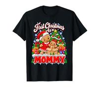 First Christmas as a Mommy Gingerbread Santa Mom Daughter T-Shirt Graphique avec Valeur