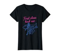 First Class Bad Ass Neon Féministe Voyage Design T-Shirt