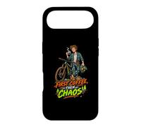 First Coffee Then Chaos VTT Mountain Bike Humour Coque pour iPhone Air