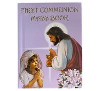 First Communion Mass Booklet | Purple Book with Jesus Giving Communion to a Girl | Great Catholic Gift | Follow Along Easily at Mass | Includes Extra Prayers
