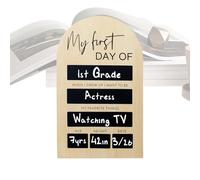 First Day of School Board - Panneau de message modifiable de 17,8 x 27,9 cm | Tableau noir portable en bois pour la maternelle, les souvenirs durables, la photographie, la salle de classe, les