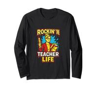 First Day Teacher Rockin' The Teacher Life Cute Women ABCD Manche Longue