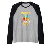 First Day Teacher Rockin' The Teacher Life Cute Women ABCD Manche Raglan