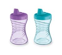 First Essentials by NUK Fun Grips Gobelet anti-fuite bec rigide 283 ml, lot de 2 - Gobelet anti-fuite sans BPA