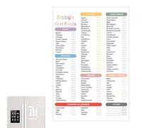 First Foods Chart - Liste de contrôle magnétique effaçable pour l'alimentation des | Planificateur alimentaire de sevrage, 101 aliments humanisés l'âge de 1 an, aimant réutilisable