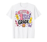First Grade Girls Back to School Cute First Day Student T-Shirt Graphique avec Valeur