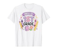 First Grade Girls Back to School Cute First Day Student T-Shirt Graphique avec Valeur