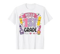 First Grade Girls Back to School Cute First Day Student T-Shirt Graphique avec Valeur