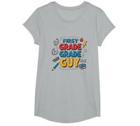 First Grade Guy: Tough School Superhero T-Shirt, Fille, Gris Chiné, L