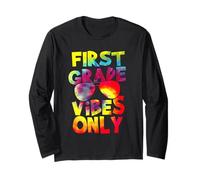 First Grade Vibes Back to School Teacher Student Tie Dye Manche Longue