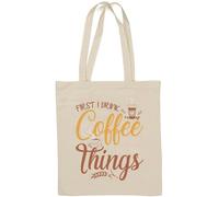 First I Drink My Coffee Then I Do My Things Sac fourre-tout en coton naturel Blanc