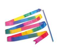 FIRST LOISIRS Lot de 4 rubans de GRS longueur 3 m avec baguette de 40 cm, couleurs arc en ciel