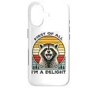 First of All, I'm a Delight Hilarious Racoon Retro Vintage Coque pour iPhone 17