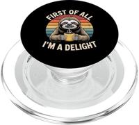 First of All I'm A Delight Sloth Coffee Retro Funny Humour PopSockets PopGrip pour MagSafe
