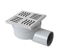 First Plast CHABS1040IN Ferme siphonique en ABS avec grille, argent (inoxydable), 100 x 100 mm