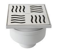 First Plast CHABSV1050IN Ferme siphonique en ABS avec grille, argent (inoxydable), 100 x 100 mm