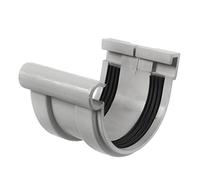 First Plast - Gouttière PVC 16 demi-ronde - Jonction longue à joint montés PVC 16 demi-ronde - Gris - First Plast