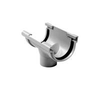 First Plast - Gouttière PVC 16 demi-ronde - Naissance centrale à joints montés PVC 16 demi-ronde - Gris -