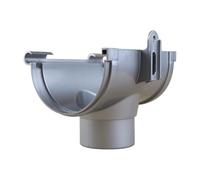 First Plast - Gouttière PVC 25 demi-ronde - Naissance centrale BI-SYSTEM PVC 25 sortie Ø80 - aspect zinc -