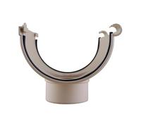 First Plast - Gouttière PVC 33 demi-ronde - Naissance centrale avec support à joints montés PVC 33 demi-ronde - sable - First Plast