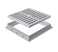 First Plast - Grille de sol PP - Grille de sol polypropylène 383 x 383 mm avec cadre 400 x 400 mm - Gris -