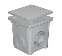 First Plast - Regards PVC - Regard polypropylène 300x300mm + couvercle pour descente eau pluviale - Gris