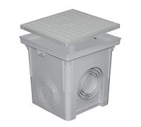 First Plast - Regards PVC - Regard polypropylène 300x300mm + couvercle pour descente eau pluviale - Gris - First Plast
