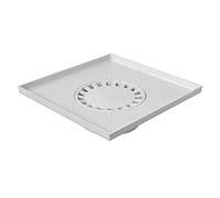 First Plast - Siphon de sol PVC 400x400 mm - Receveur siphonné PVC 400x400mm sortie verticale - Gris