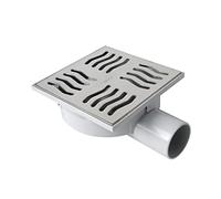 First Plast - Vidage douche - Siphonette 150x150mm sortie horizontale Ø50 - Grille inox
