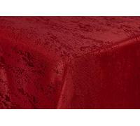 First-Tex Nappe de table damassé Jacquard brillant chiné 140 cm ronde en rouge avec bord droit