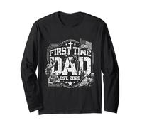 First Time Dad Drapeau américain Motif Graphique Patriotique Edgy Manche Longue