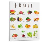 First Words Poster Fruit Vocabulary Realistic Chart for Babies and Young Learners Canvas Wall Art Decor(Unframed,08x12inch(20x30cm))