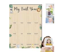 First Year Photo Board | Wood Photo Banner | 1st Birthday Decorations | Baby Milestone Photo Board, 12 mois Milestone Display, First Birthday Keepsake, Month-By-Month Photos Display, Baby Boa