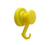 FIRST4MAGNETS Aimant en Néodyme Recouvert de Caoutchouc Jaune avec Crochet Pivotant Pour Maintenir la Corde, les Fils et les Vêtements - 43mm de diamètre (Lot de 20)