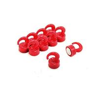 FIRST4MAGNETS Plastique Rouge Mini Crochets Magnétiques Pour Réfrigérateur, Bureau, Tableau Blanc, Tableau D'Affichage 12mm dia x 20mm de Haut - 1kg de Traction - Pack de 10